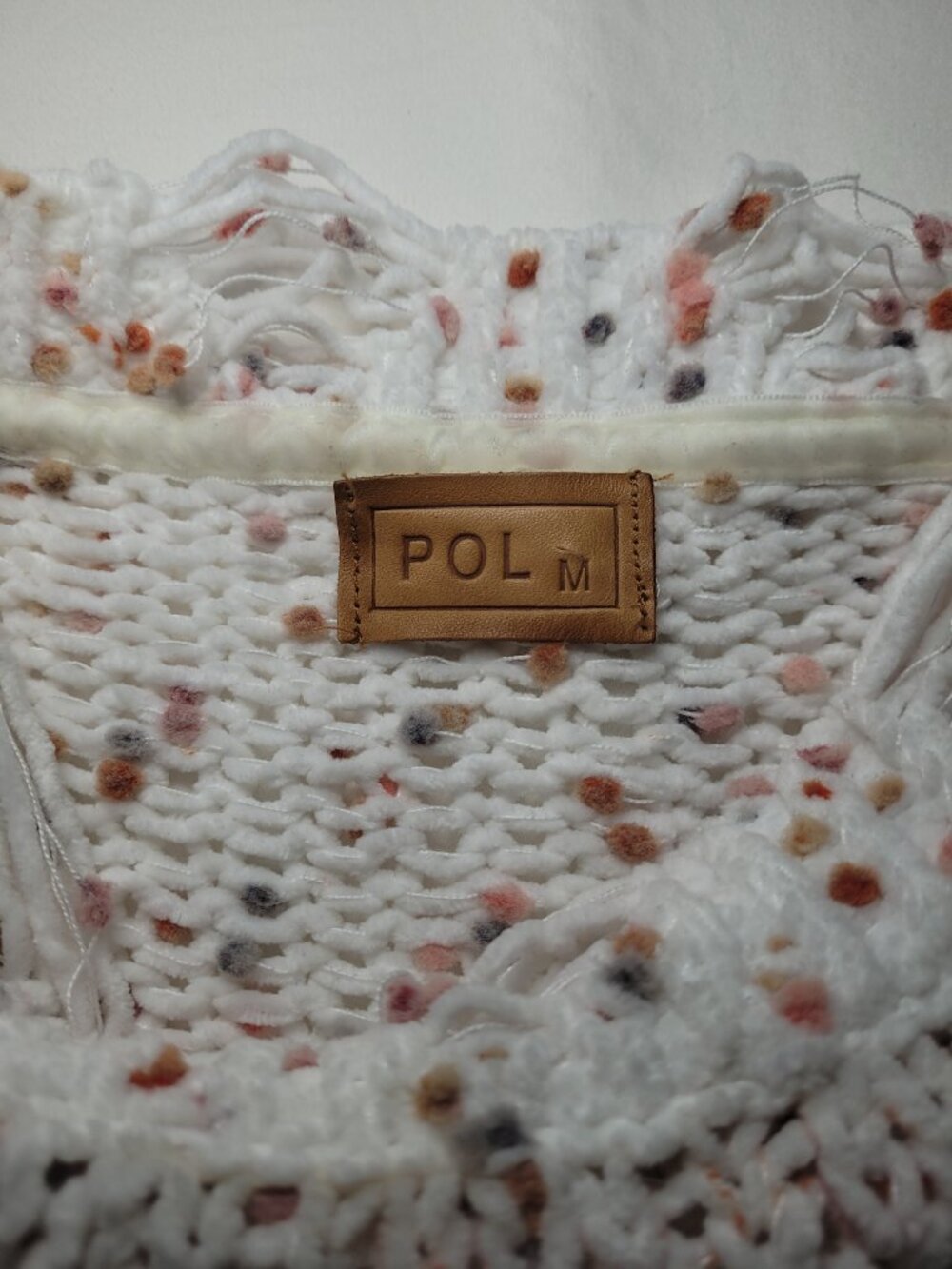 POL Distressed Confetti Sweater Cream Boho Oversized Crop Knit Medium - Picture 4 of 11
